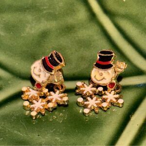 Christmas Snowman Earrings with Jackets (pierced)